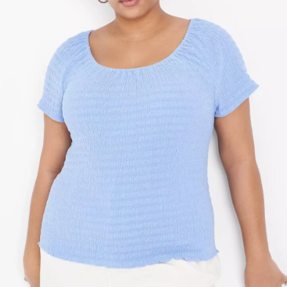 Lane Bryant Hydrangea Cap Sleeve Lavender Top 14 16